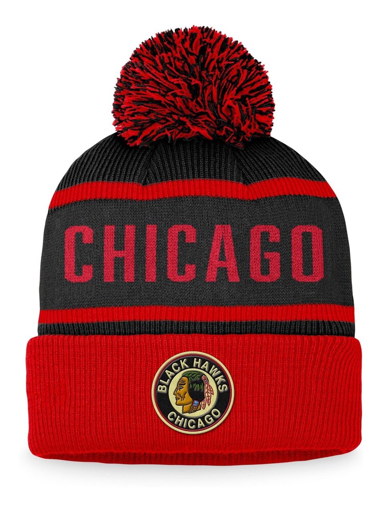 adidas Red NHL Chicago Blackhawks Heritage Bobble Hat - Image 1 of 2
