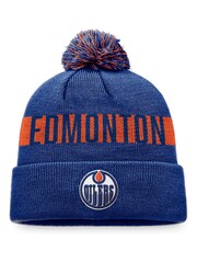 adidas Blue NHL Edmonton Oilers Fundamental Beanie Cuff with Pom - Image 1 of 4