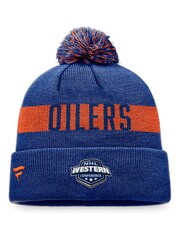 adidas Blue NHL Edmonton Oilers Fundamental Beanie Cuff with Pom - Image 3 of 4