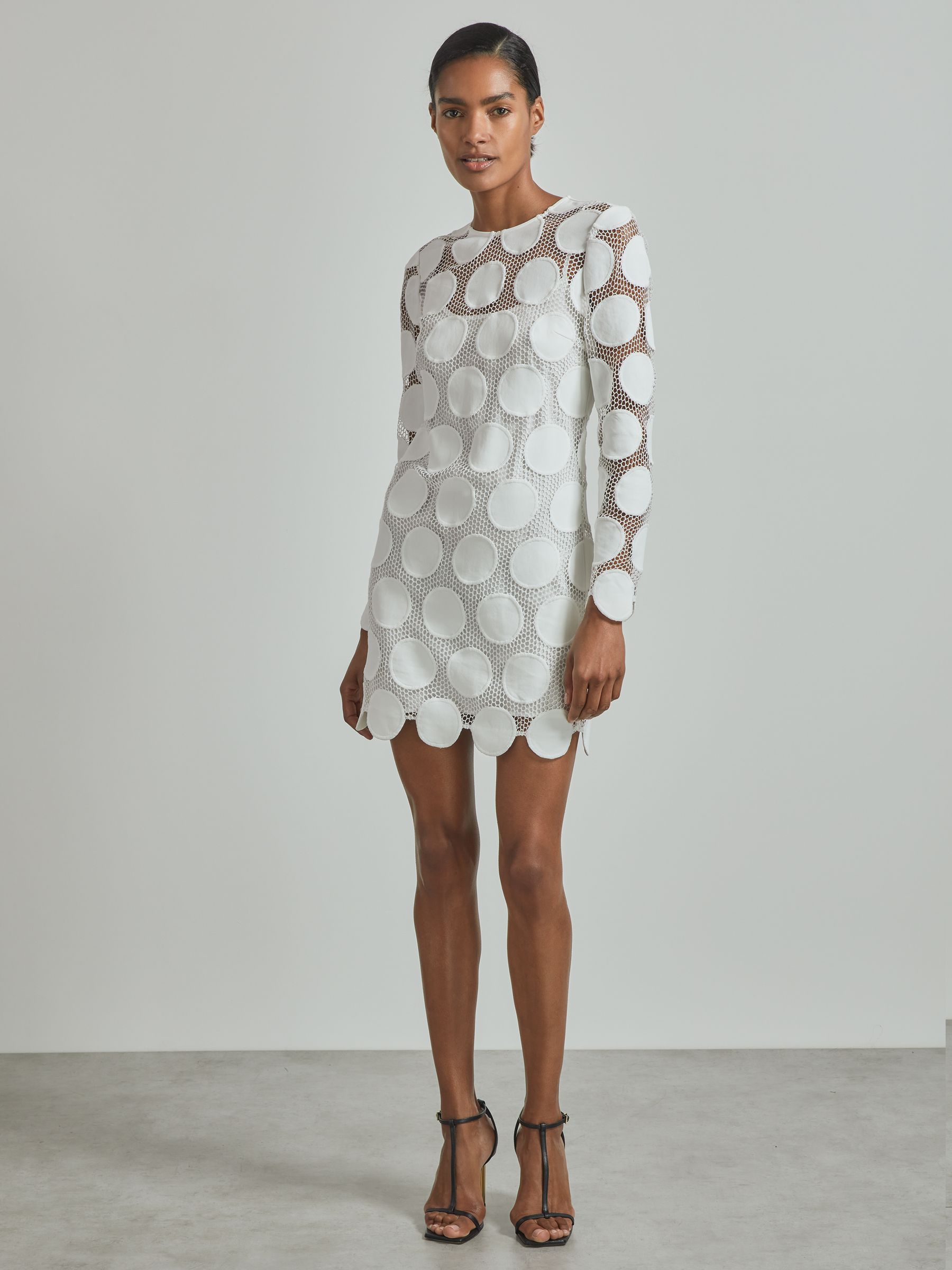 Buy Reiss Ivory Serena Atelier Sheer Embroidered Mini Dress from Next USA