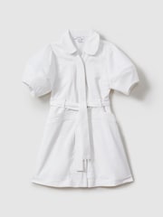Reiss Ivory Ginny 9-13 yrs Belted Puff Sleeve Dress - Image 2 of 4
