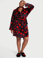 Victoria's Secret Black Lipstick Heart Cosy Short Dressing Gown - Image 1 of 1
