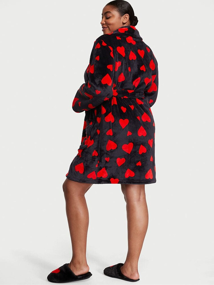 Victoria's Secret Black Lipstick Heart Cosy Short Dressing Gown - Image 2 of 3
