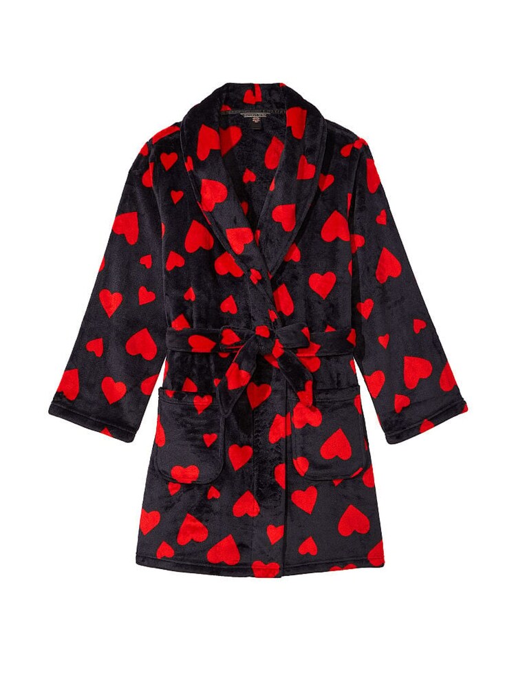Victoria's Secret Black Lipstick Heart Cosy Short Dressing Gown - Image 3 of 3