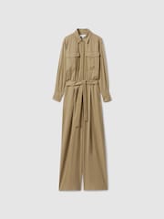 Reiss Khaki Liliana Lyocell Wide Leg Jumpsuit - Image 2 of 6
