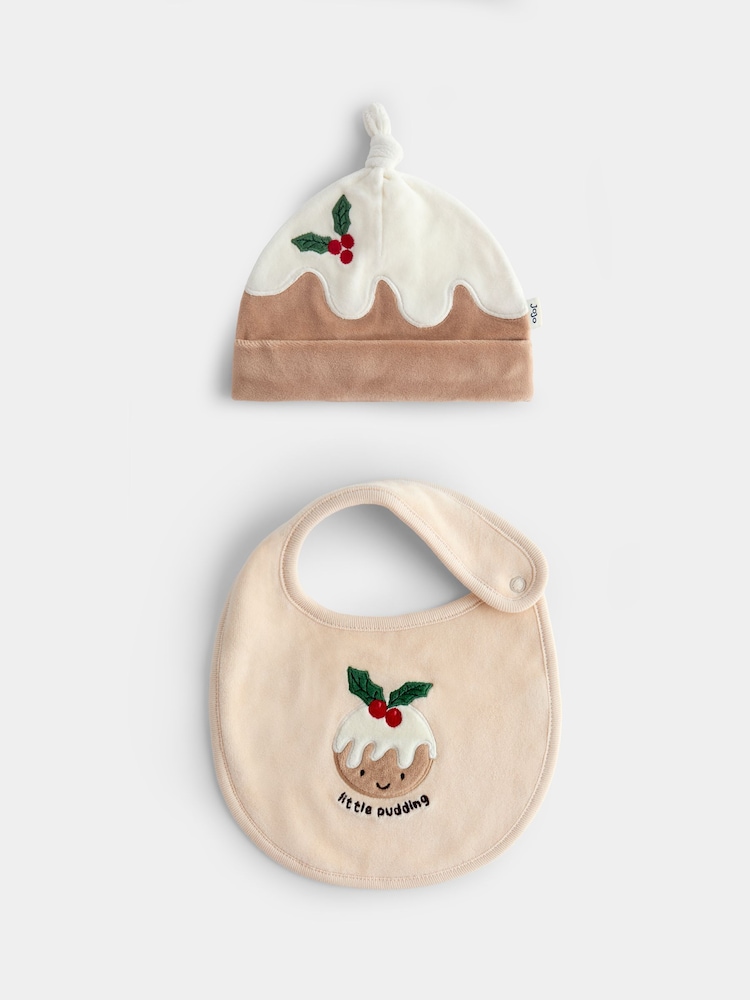 JoJo Maman Bébé Light Brown Little Pudding 2-Pack Hat & Bib Set - Image 1 of 6 JoJo Maman Bébé Light Brown Little Pudding 2-Pack Hat & Bib Set - Image 1 of 6