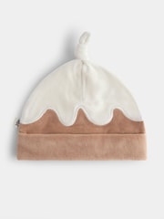 JoJo Maman Bébé Light Brown Little Pudding 2-Pack Hat & Bib Set - Image 4 of 6