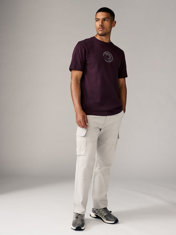 Navy Blue/Burgundy Red/Grey Relaxed Fit Graphic Print Heavyweight 100% Cotton T-Shirt - Image 4 of 10