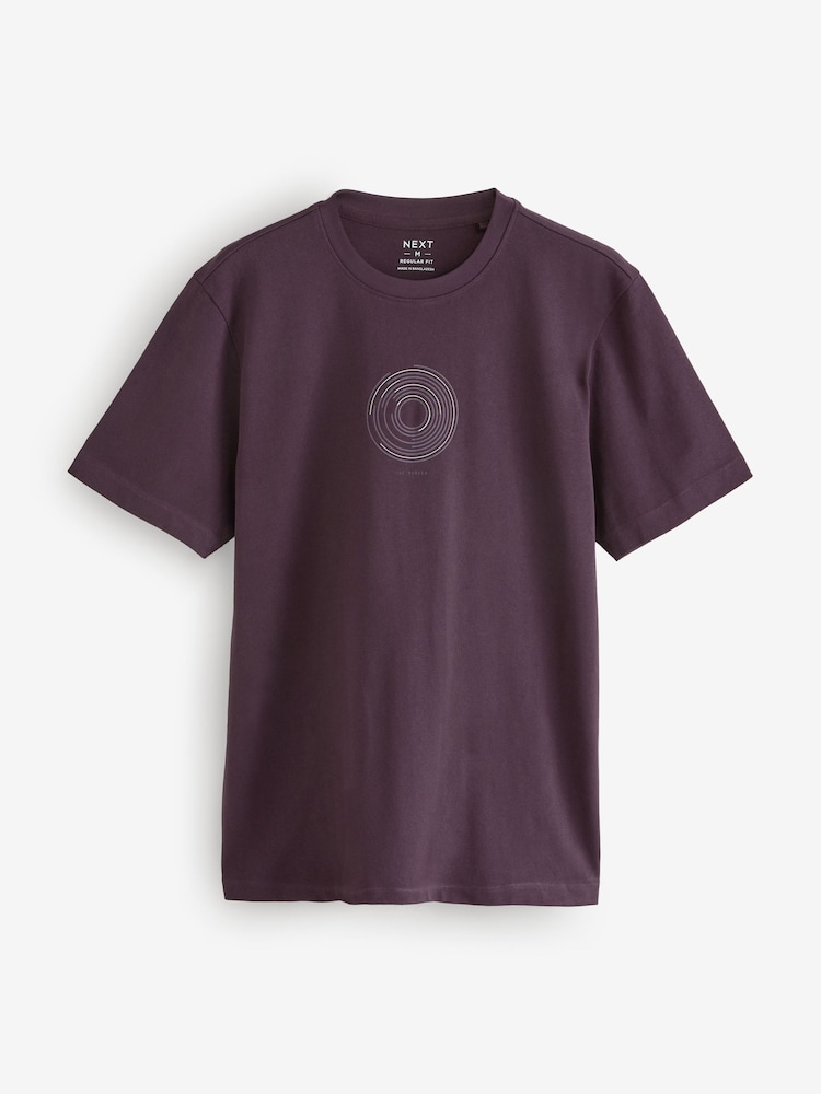 Navy Blue/Burgundy Red/Grey Relaxed Fit Graphic Print Heavyweight 100% Cotton T-Shirt - Image 8 of 10