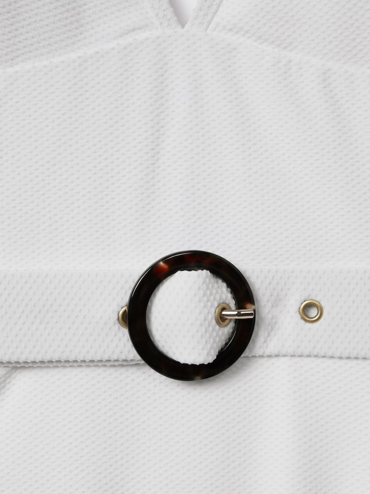 Reiss White Alora Textured Belted Swimsuit - Image 6 of 6
