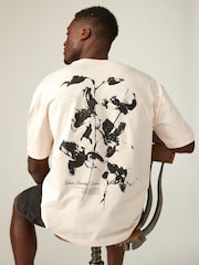 White/Black 100% Cotton Floral Nature Graphic T-Shirt - Image 1 of 8