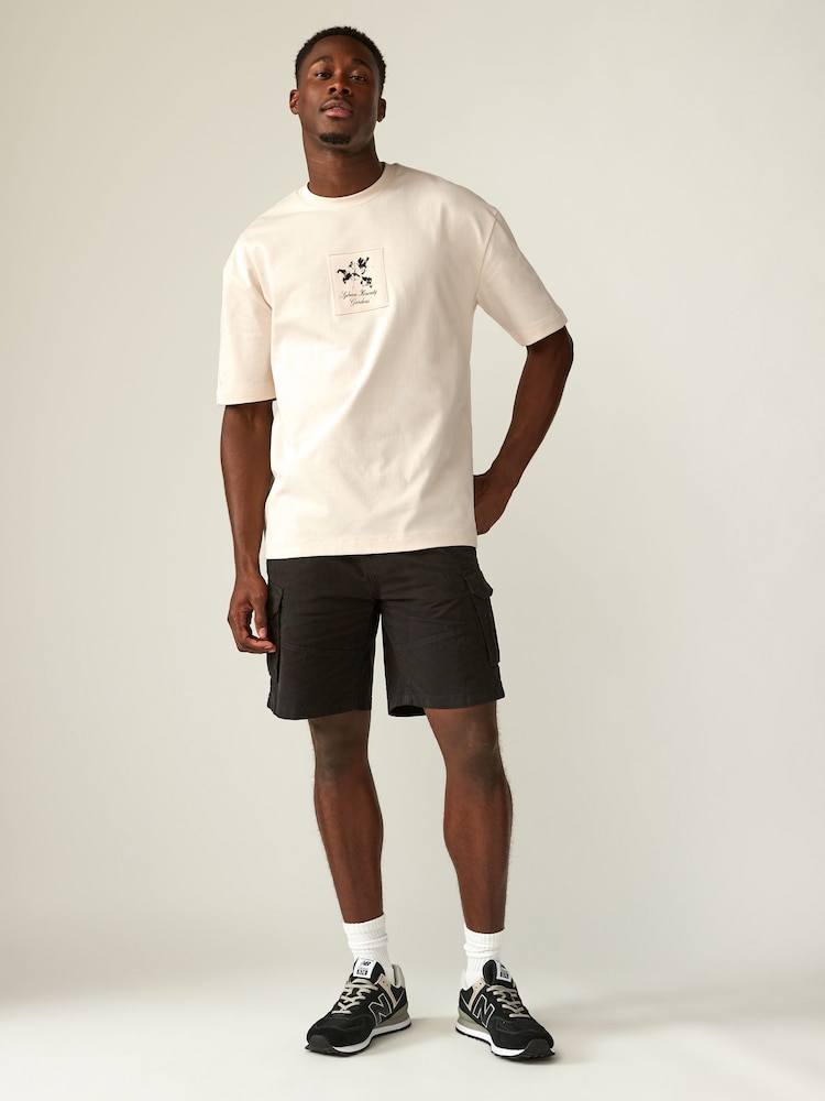 White/Black 100% Cotton Floral Nature Graphic T-Shirt - Image 2 of 8