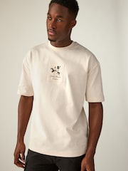 White/Black 100% Cotton Floral Nature Graphic T-Shirt - Image 3 of 8