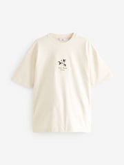 White/Black 100% Cotton Floral Nature Graphic T-Shirt - Image 5 of 8