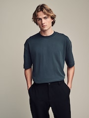 Slate Grey Relaxed Fit Smart Soft Touch Heavyweight T-Shirt - Image 1 of 7