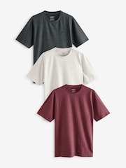 Burgundy/Charcoal/Ecru T-Shirts 3 Pack - Image 1 of 12