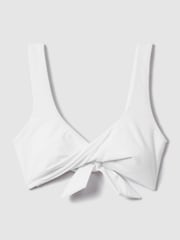 Reiss White Danielle Textured Twist Front Bikini Top - Image 2 of 5