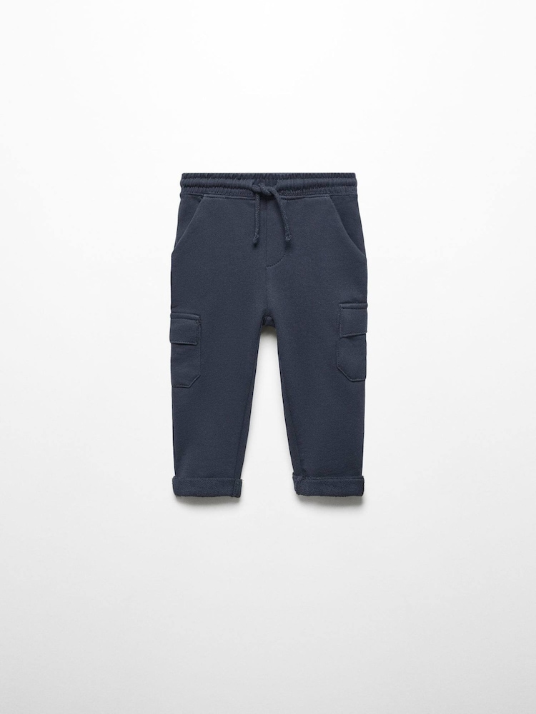 Mango Blue 100% Cotton Joggers Style Trousers - Image 1 of 3