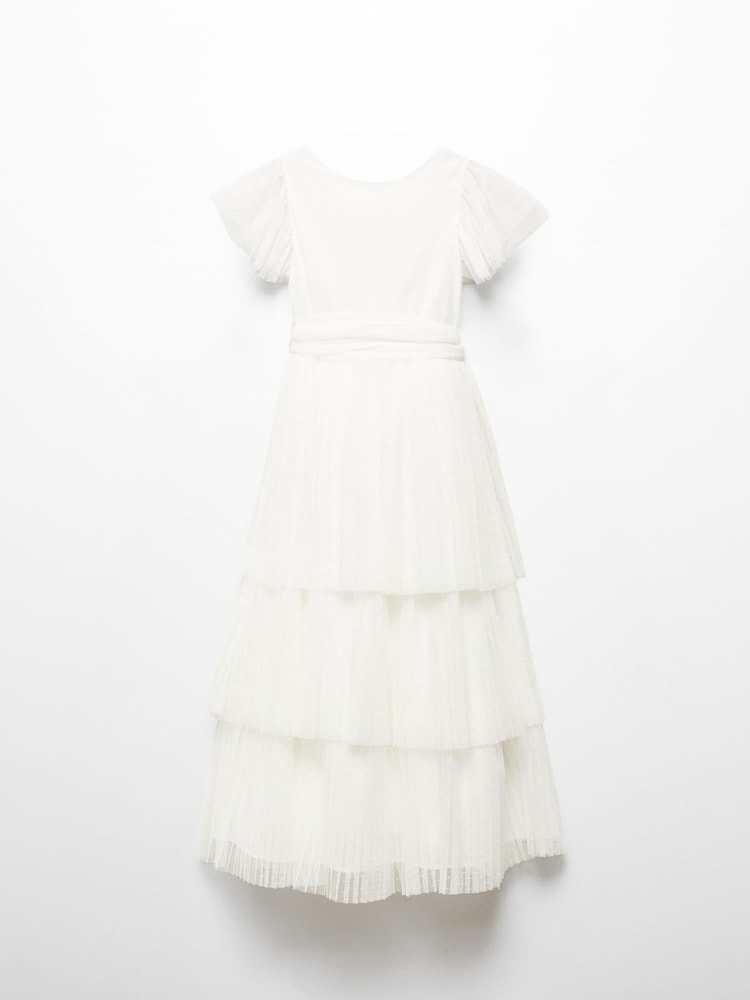Mango White Ruffled Tulle Dress - Image 2 of 4