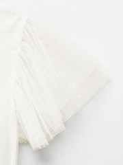 Mango White Ruffled Tulle Dress - Image 4 of 4