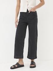 FatFace Keswick Black Wide Leg Crop Jeans - Image 1 of 4