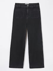 FatFace Keswick Black Wide Leg Crop Jeans - Image 4 of 4