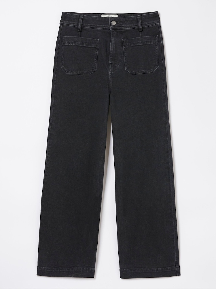 FatFace Keswick Black Wide Leg Crop Jeans - Image 4 of 4