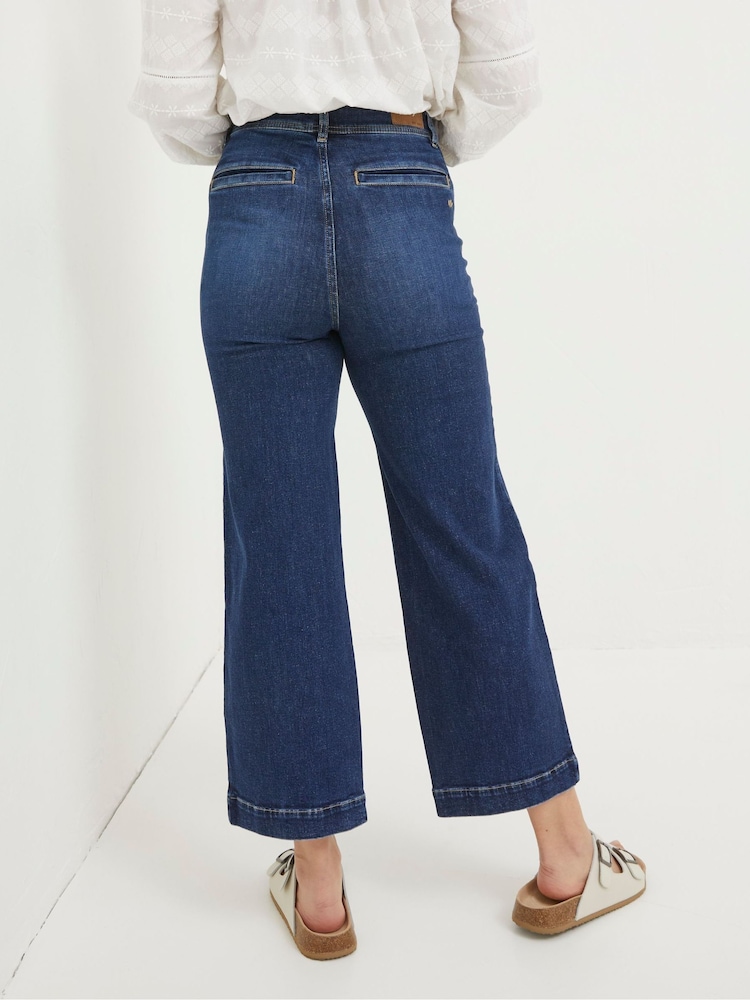 FatFace Keswick Blue Wide Leg Crop Jeans - Image 2 of 5