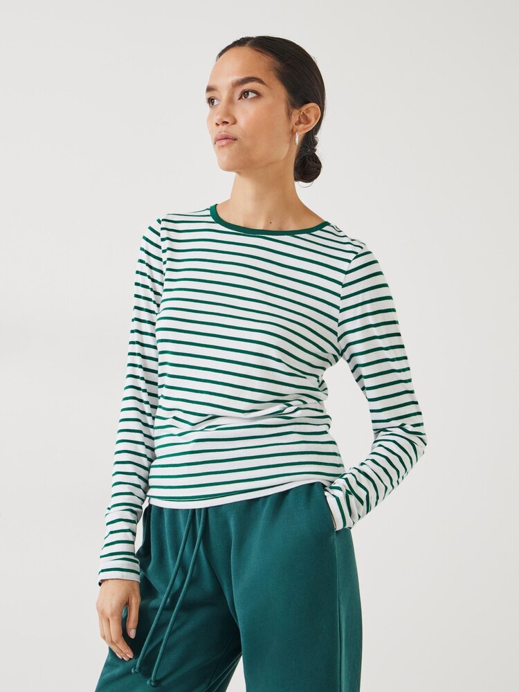 Hush Green Anna Stripe Crew Neck T-Shirt - Image 1 of 5