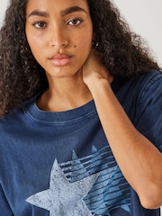 Hush Blue Ruby Boxy Star 100% Cotton T-Shirt - Image 4 of 4