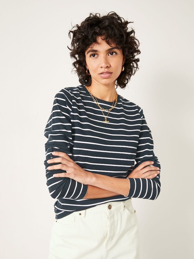 Hush Black Anna Stripe Crew Neck T-Shirt - Image 1 of 5 Hush Black Anna Stripe Crew Neck T-Shirt - Image 1 of 5