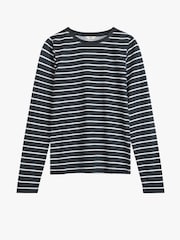 Hush Black Anna Stripe Crew Neck T-Shirt - Image 5 of 5