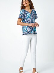 Roman Blue Floral Puff Print T-Shirt - Image 2 of 5