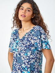 Roman Blue Floral Puff Print T-Shirt - Image 4 of 5