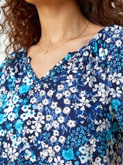 Roman Blue Floral Puff Print T-Shirt - Image 5 of 5