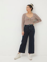 FatFace Dark Blue Wide Leg Crop Jeans - Image 1 of 5