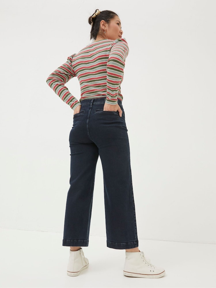 FatFace Dark Blue Wide Leg Crop Jeans - Image 2 of 5