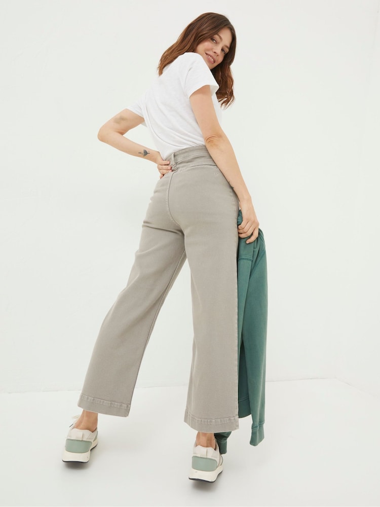FatFace Keswick Natural Wide Leg Crop Jeans - Image 2 of 5