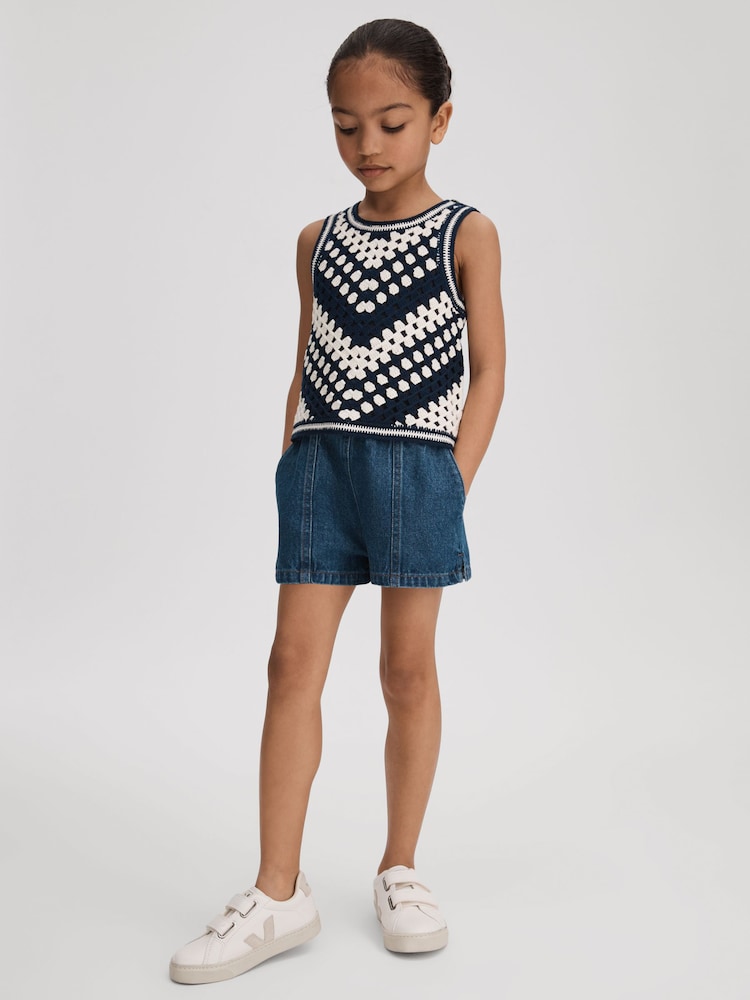 Reiss Ivory Sabrina Crochet Cotton Crew Neck Vest - Image 2 of 4