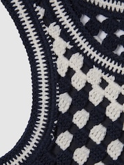 Reiss Ivory Sabrina Crochet Cotton Crew Neck Vest - Image 4 of 4