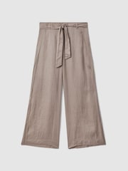 Reiss Taupe Harry Linen Side Split Trousers - Image 2 of 6