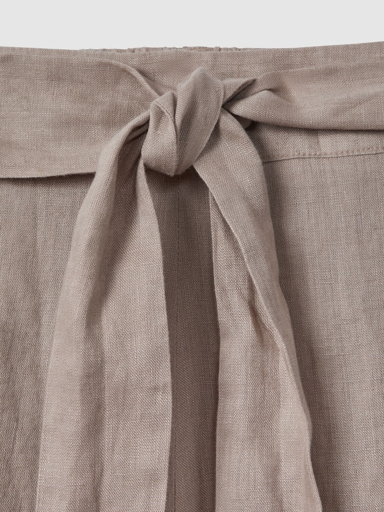Reiss Taupe Harry Linen Side Split Trousers - Image 6 of 6