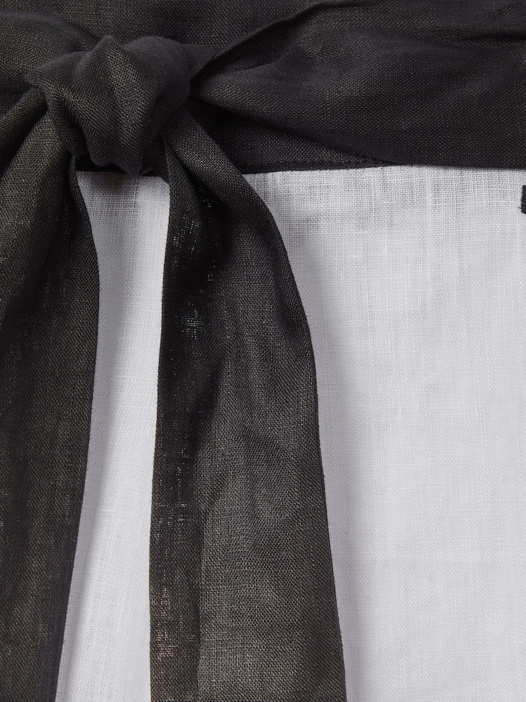 Reiss White/Navy Harlow Linen Side Split Trousers - Image 6 of 6