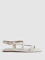 Reiss White Adelyn Flat Strappy Leather Sandals - Image 1 of 5