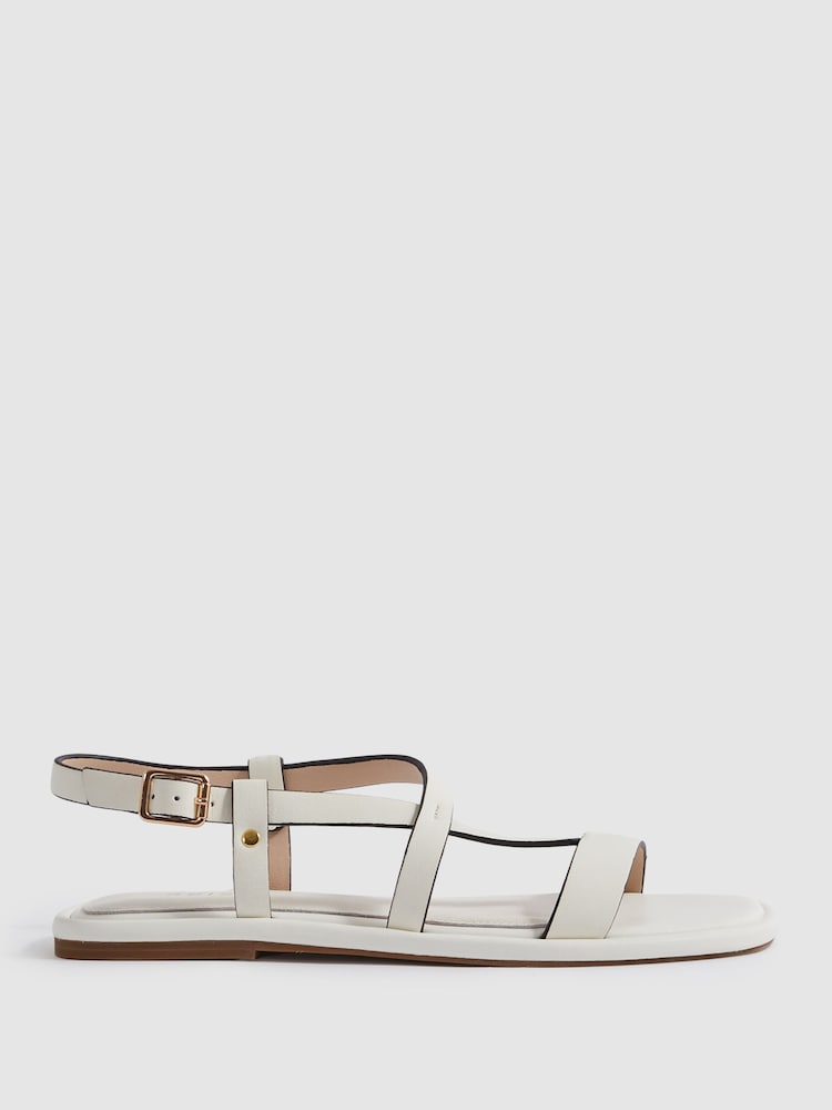 Reiss White Adelyn Flat Strappy Leather Sandals - Image 1 of 5