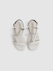 Reiss White Adelyn Flat Strappy Leather Sandals - Image 3 of 5
