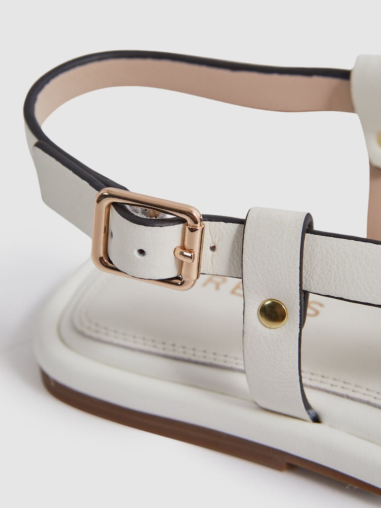 Reiss White Adelyn Flat Strappy Leather Sandals - Image 5 of 5