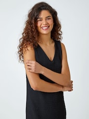 Roman Black Textured Stretch Jersey Midi Dress - Image 4 of 5