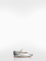 Mango Silver Lace-Up Ballerinas - Image 1 of 3