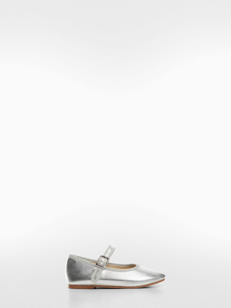 Mango Silver Lace-Up Ballerinas - Image 1 of 3